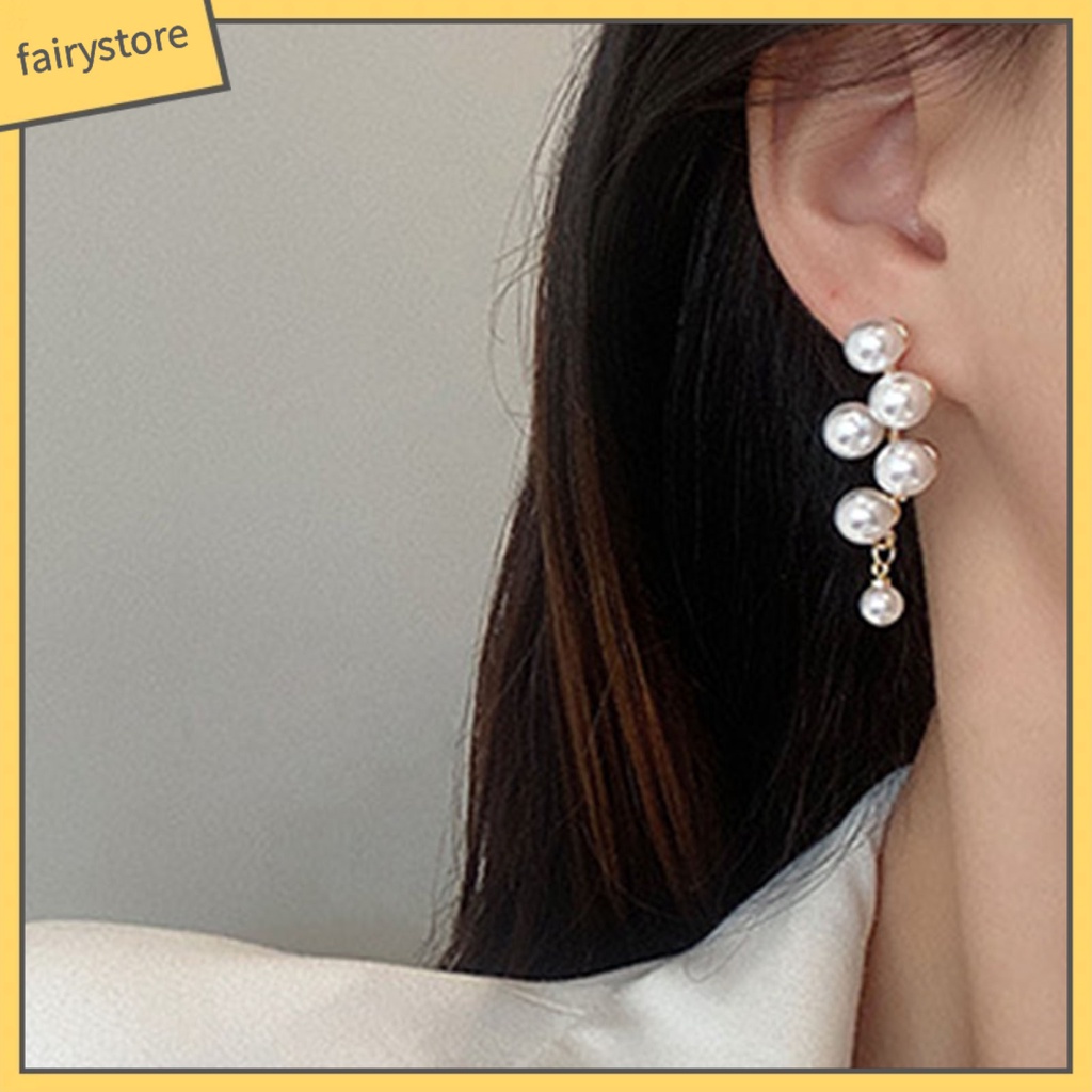 1 Đôi Bông Tai Hình Đám Mây / Trái Tim Đính Đá / Ngọc Trai Giả Thời Trang Dành Cho Nữ