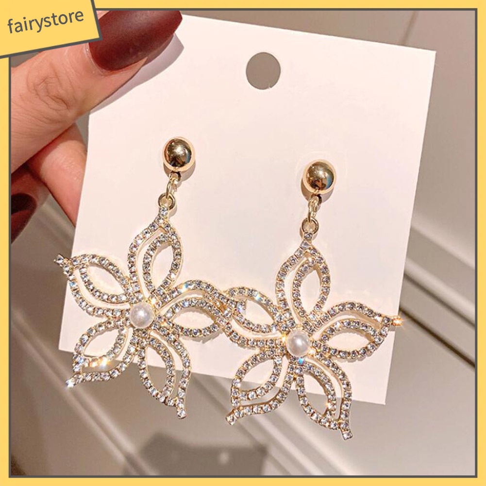 Bông Tai Dáng Dài Hình Hoa / Ngôi Sao Đính Đá Thời Trang Dự Tiệc Cho Nữ