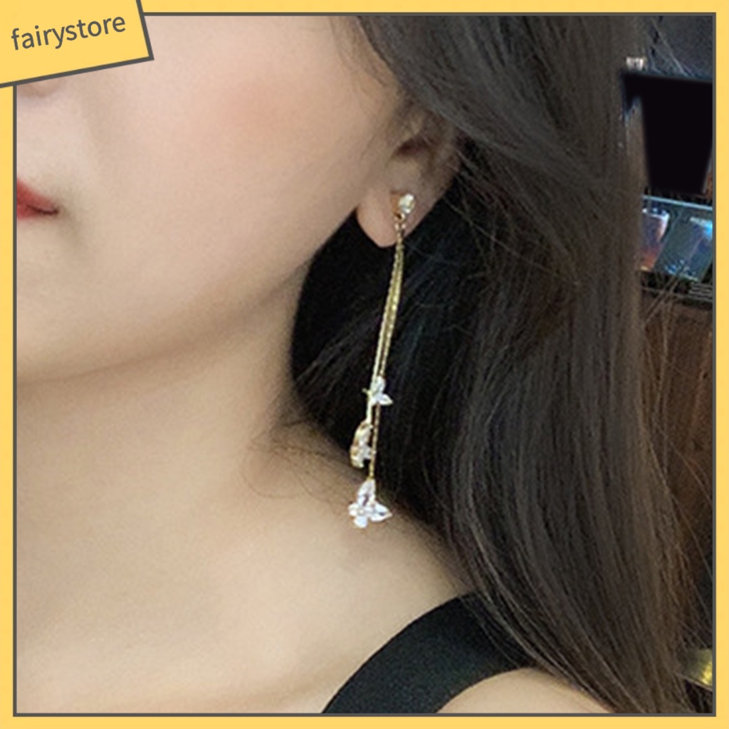 1 Đôi Bông Tai Hình Bướm Đính Đá Zircon Lấp Lánh Phong Cách Bohemia Dành Cho Nữ