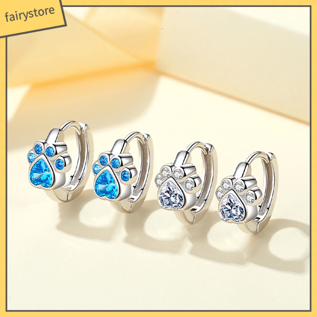 1 Đôi Bông Tai Hình Móng Vuốt Mèo Đính Đá Lấp Lánh Thời Trang