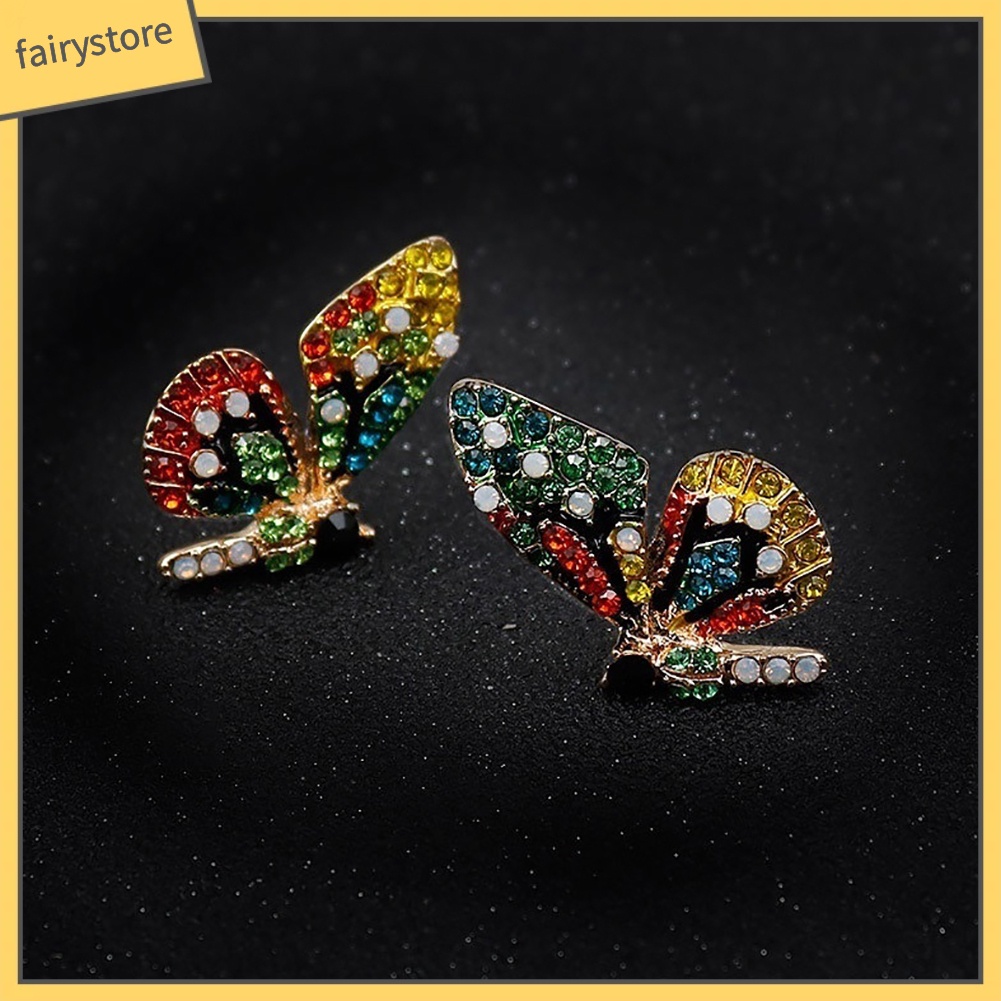 Bông Tai Hình Bướm Đính Đá Nhiều Màu Thời Trang Dành Cho Nữ