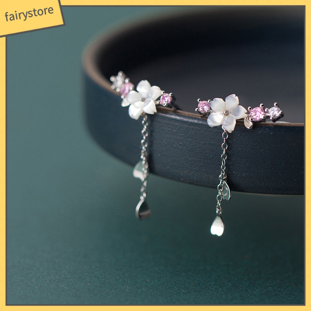 1 Đôi Bông Tai Xỏ Lỗ Hình Hoa Đính Đá Thời Trang