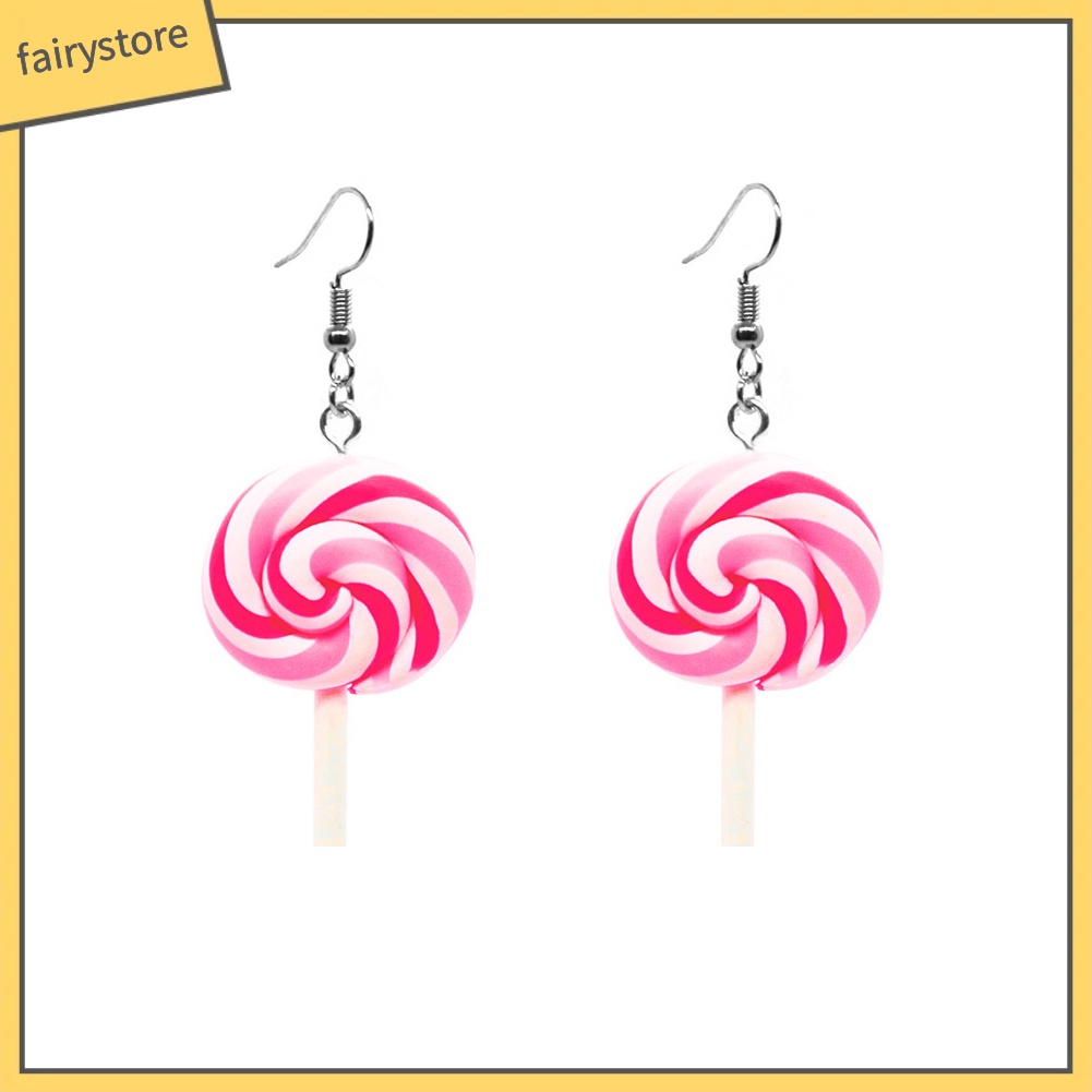 Bông Tai Hình Kẹo Mút Màu Cầu Vồng Thời Trang Cho Nữ