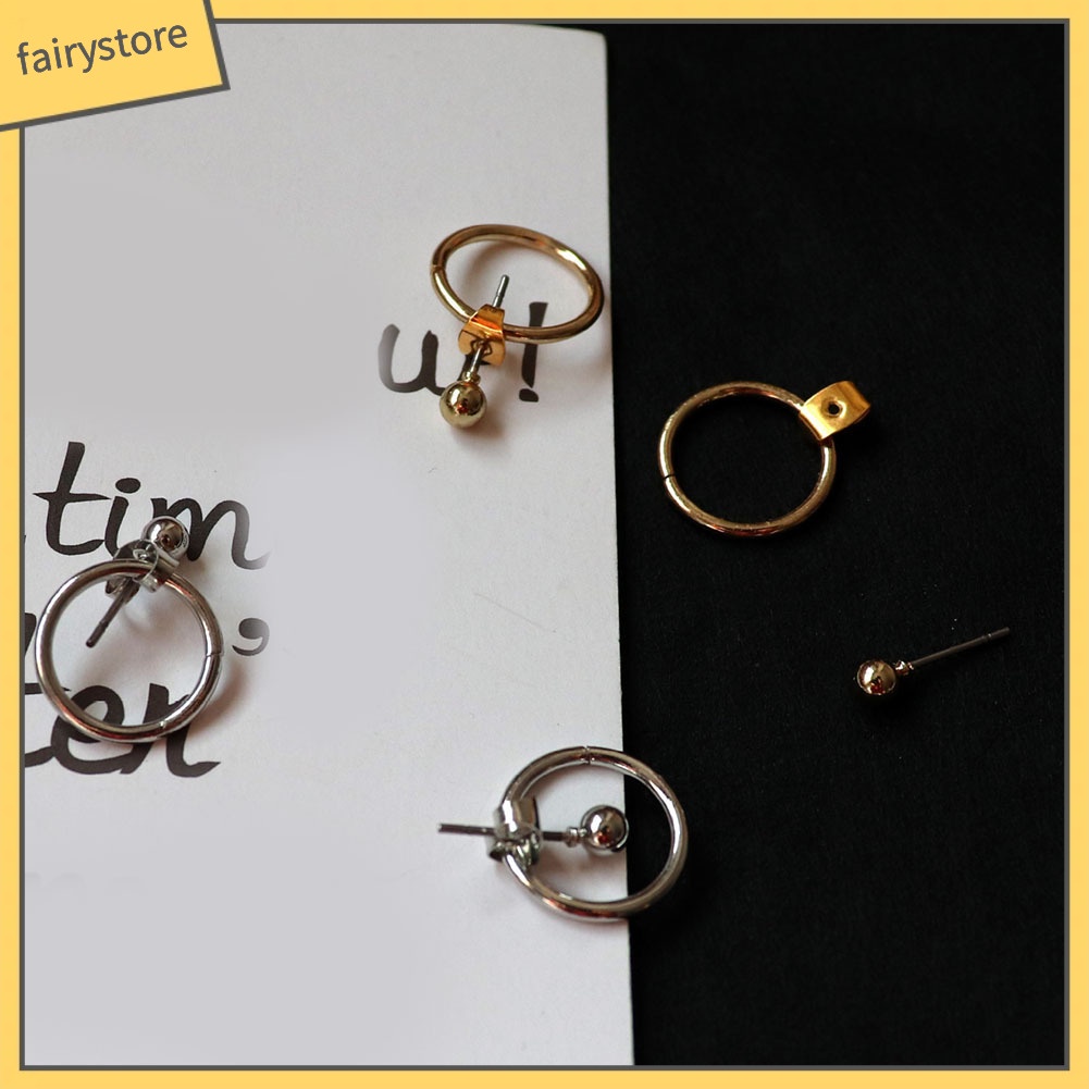 Bông Tai Hình Tròn Hai Mặt Thiết Kế Đục Lỗ Đơn Giản Thời Trang Cho Nữ