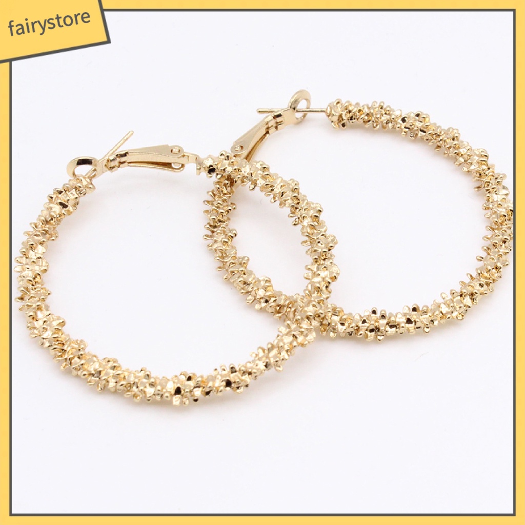 1 Đôi Bông Tai Hình Tròn Thắt Nút Bằng Hợp Kim Nhẹ Thời Trang Dành Cho Nữ