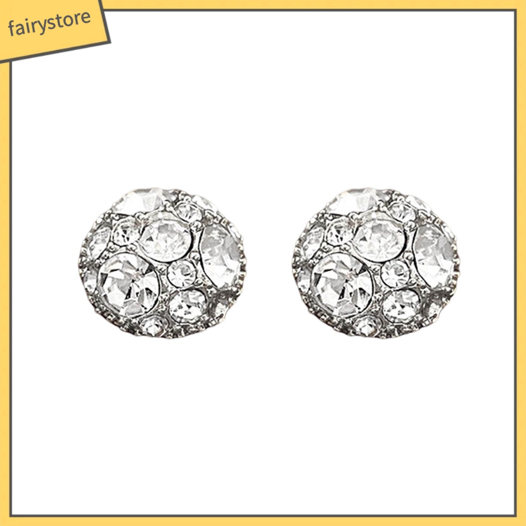 1 Đôi Bông Tai Đính Đá Giả Hình Khối Không Cần Xỏ Lỗ