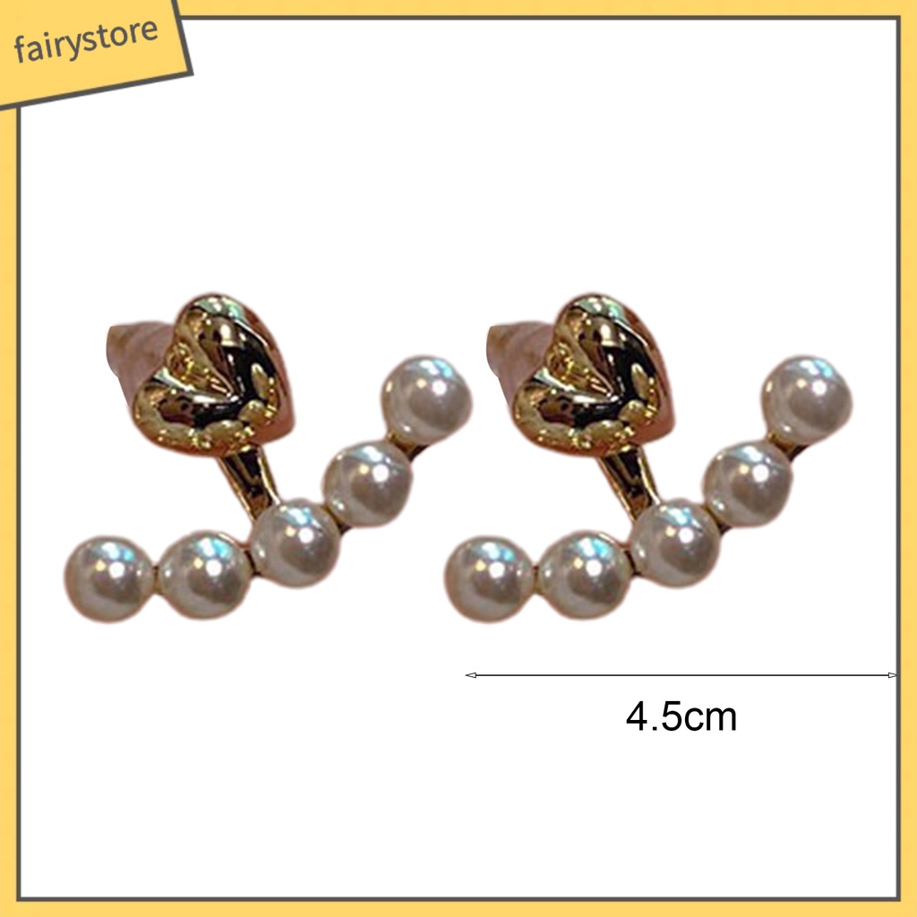 1 Đôi Bông Tai Hình Trái Tim Đính Ngọc Trai Nhân Tạo Phong Cách Hàn Quốc