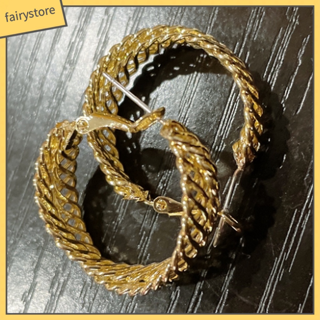 1 Đôi Bông Tai Tròn Rỗng Cao Cấp Phong Cách Vintage Dành Cho Nữ