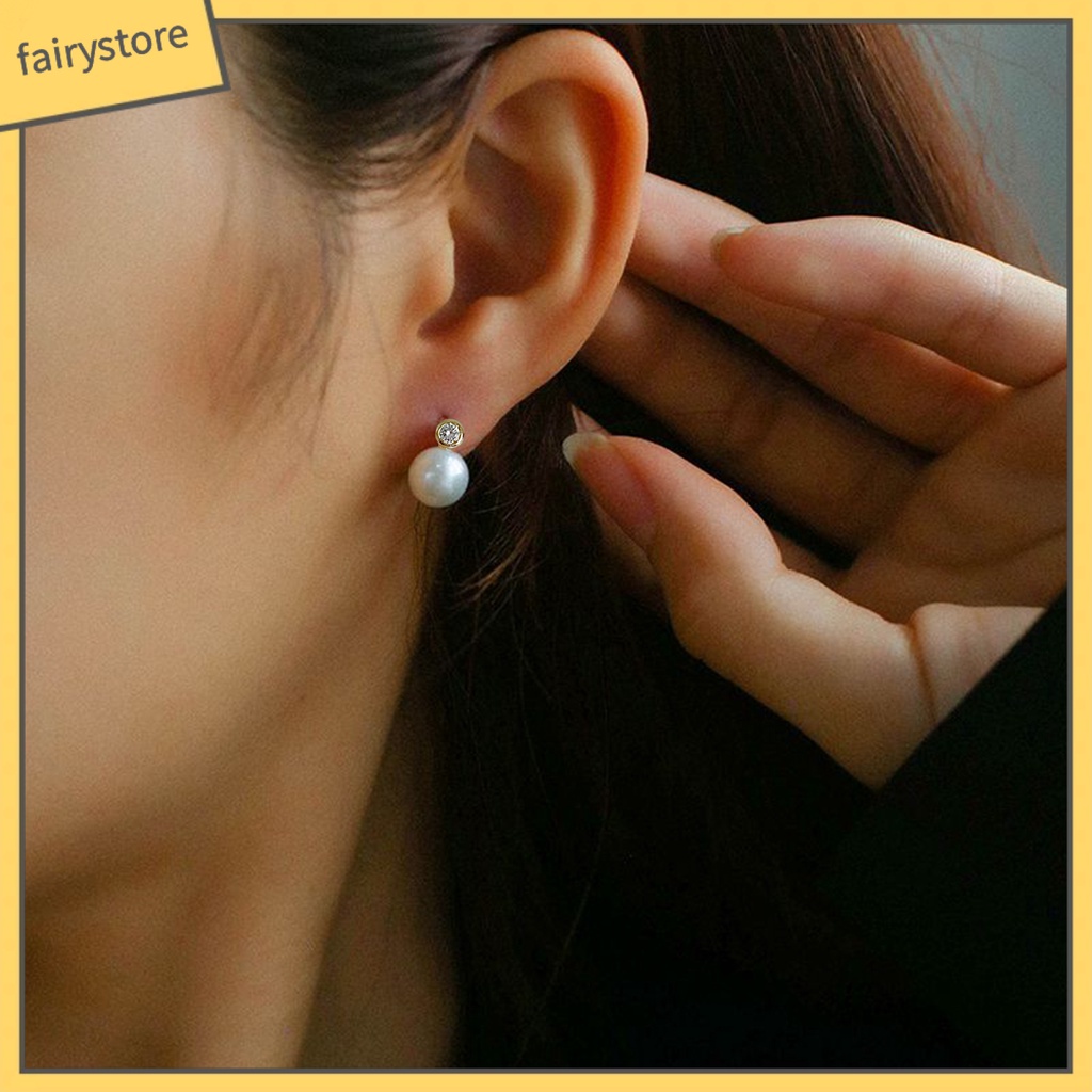 [FRO] 1 Đôi Bông Tai Hình Học Pha Lê Đánh Bóng Mạ Điện Không Phai Màu Trang Trí Sang Trọng