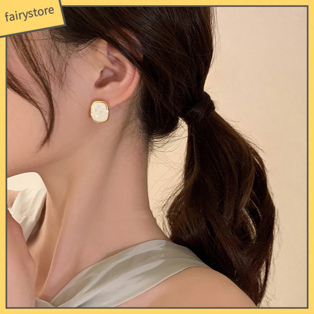 1 Đôi Bông Tai Hình Học Tráng Men Đánh Bóng Thời Trang Dành Cho Nữ