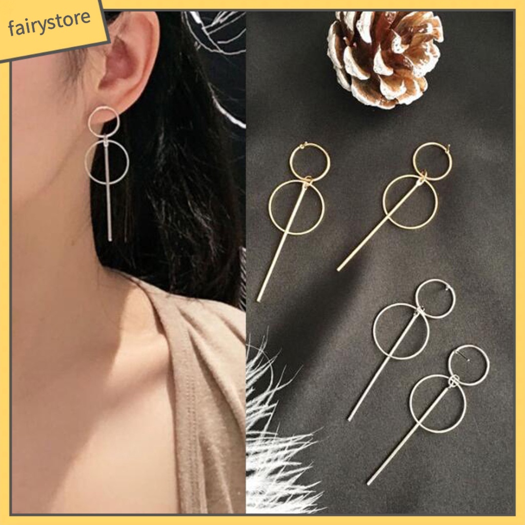 Bông Tai Hình Tròn Phối Tua Rua Dáng Dài Bằng Hợp Kim Thời Trang Dự Tiệc Cho Nữ