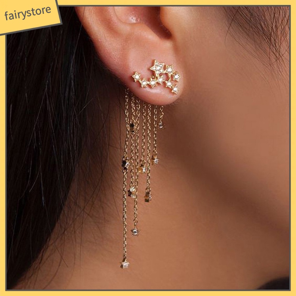 Khuyên Tai Tua Rua Hình Ngôi Sao Đính Đá Thời Trang Cho Nữ