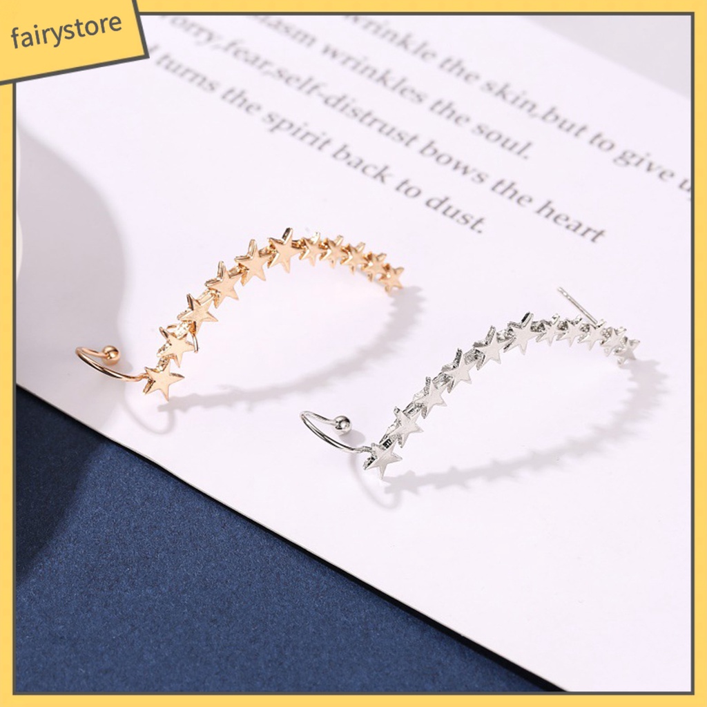 1 Chiếc Bông Tai Kẹp Hình Ngôi Sao Năm Cánh Trọng Lượng Nhẹ Chống Dị Ứng Dễ Phối Đồ Dành Cho Nữ