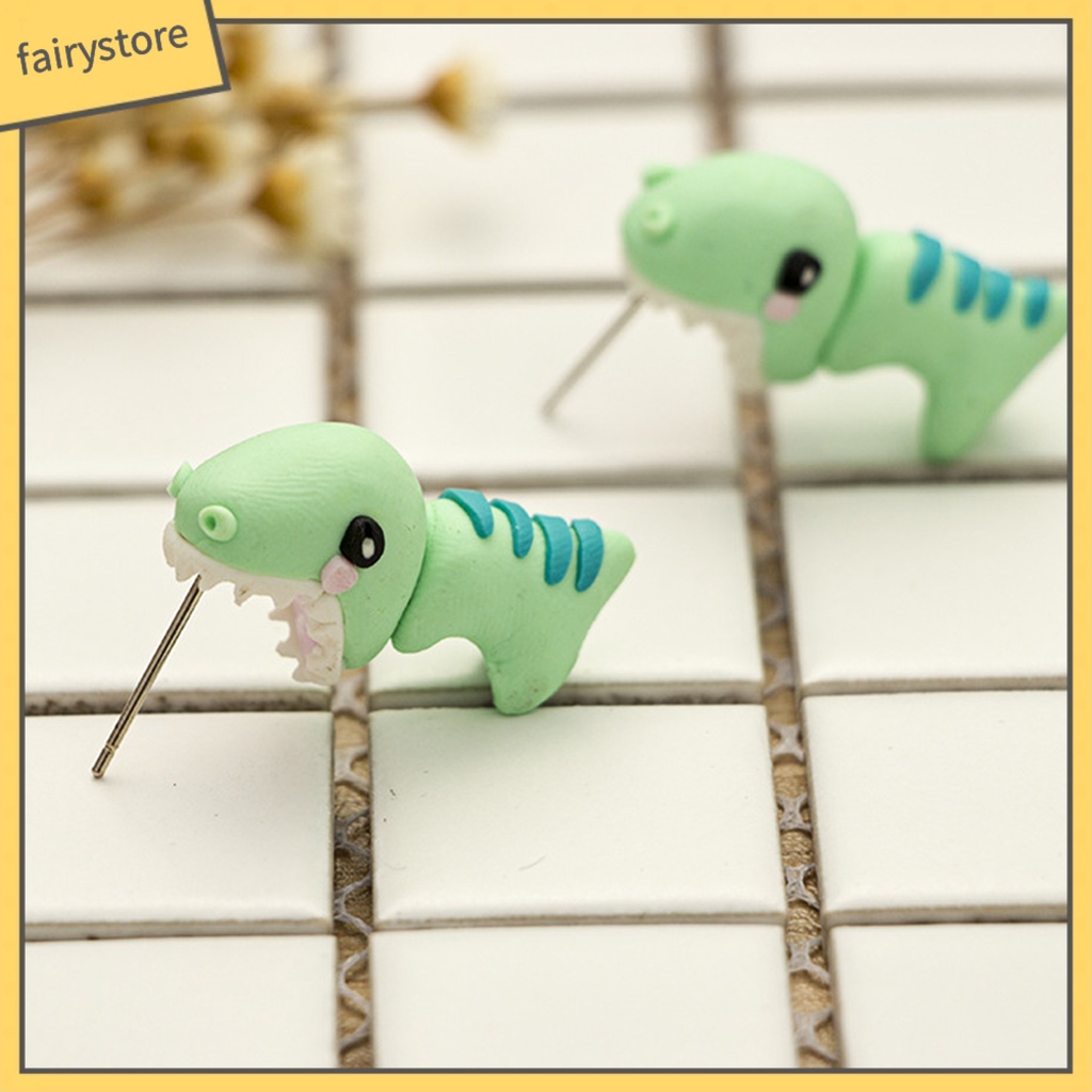 Bông Tai Hình Khủng Long Hoạt Hình 3D Bằng Đất Sét Polymer Dành Cho Nữ