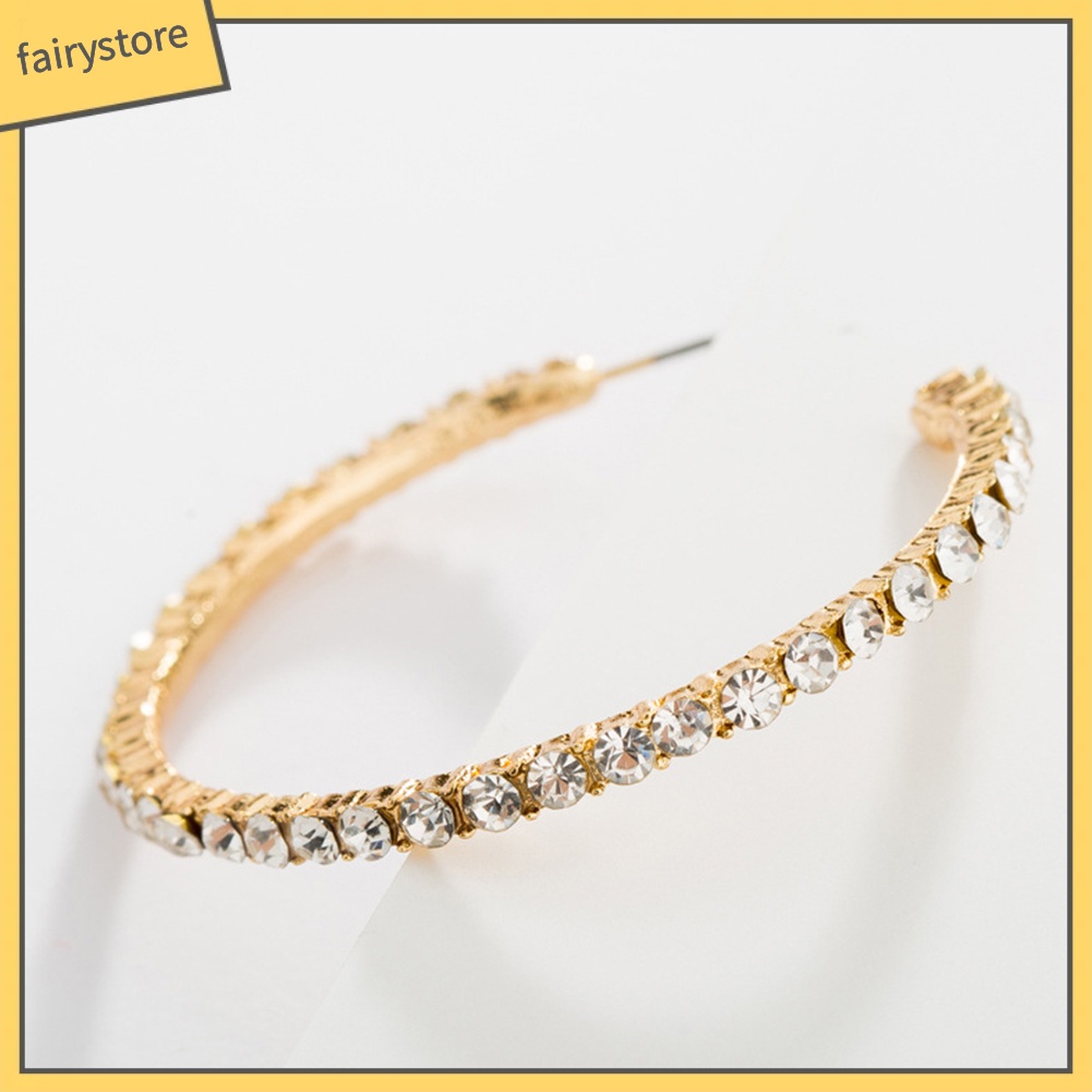 Khuyên Tai Tròn Lớn Đính Đá Thời Trang Cho Nữ