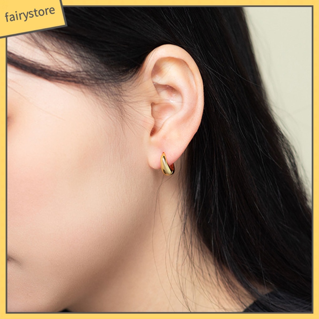 1 Đôi Bông Tai Tròn Màu Trơn Bề Mặt Mịn Chống Biến Dạng Nhanh Trang Trí Khối Đá Zirconia Bền Bỉ Dành Cho Bạn Nữ