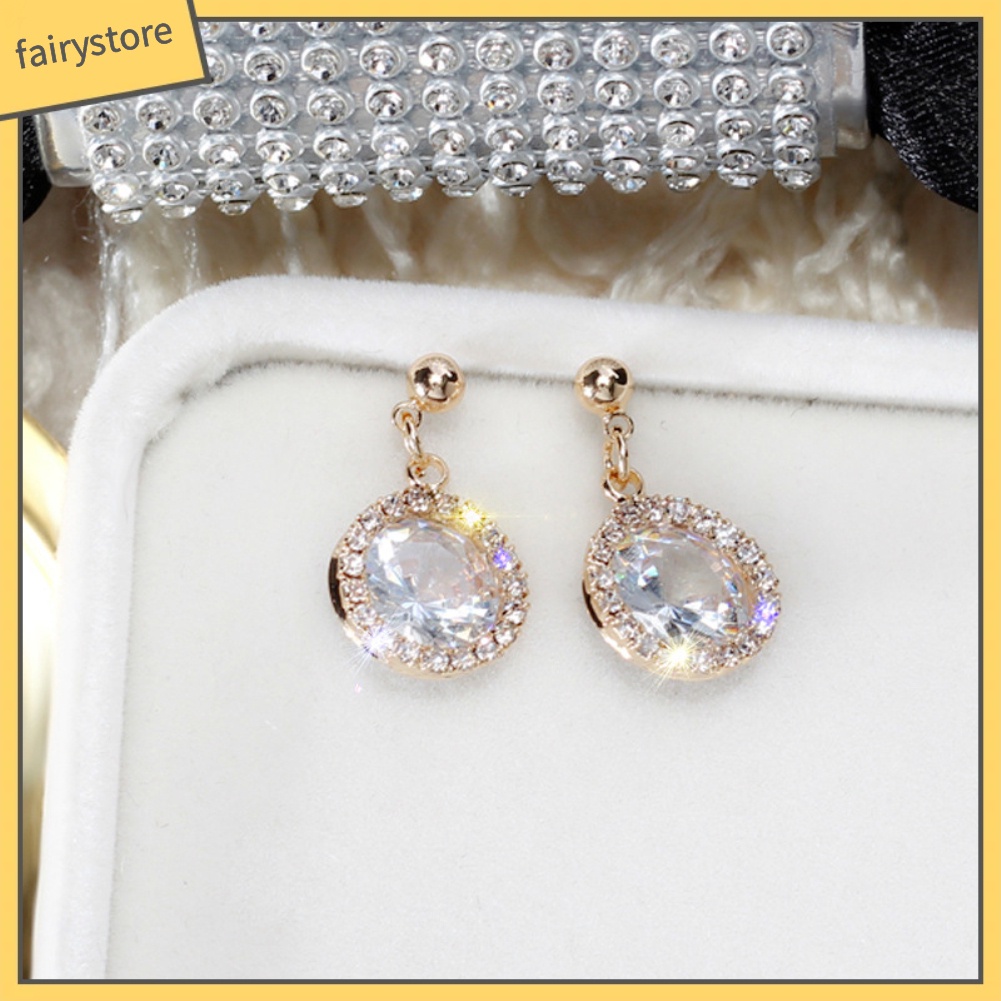 Đôi Khuyên Tai Hình Giọt Nước Đính Đá Thời Trang Cho Nữ