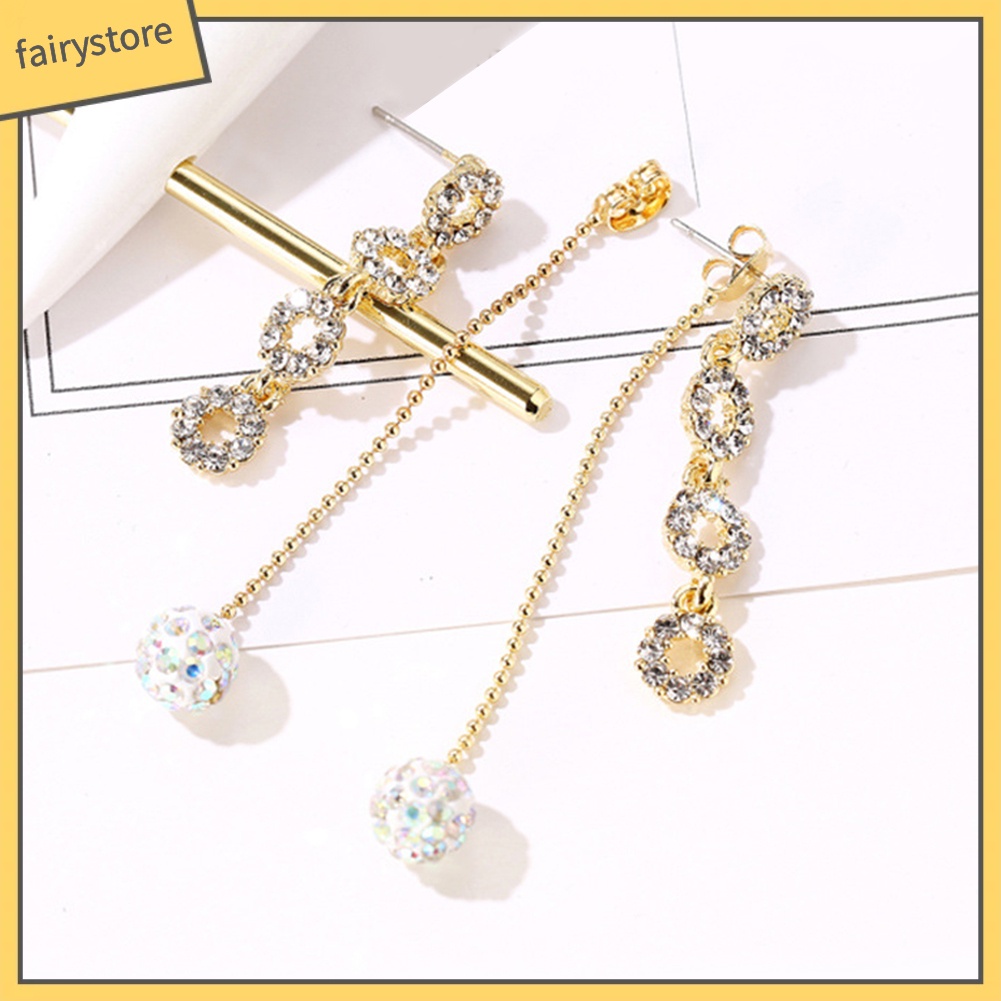 Bông Tai Dáng Dài Đính Đá Phối Tua Rua Thời Trang Cho Nữ