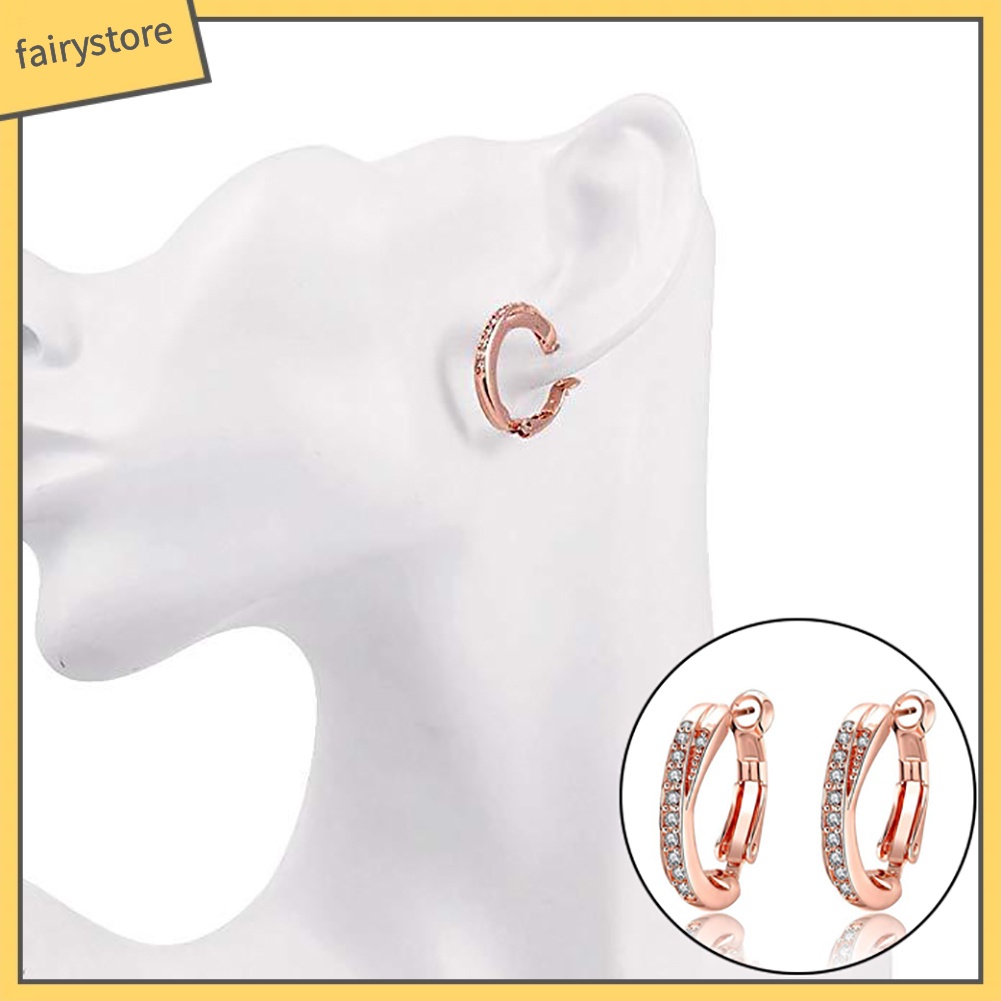 Bông Tai Tròn Đính Đá Lấp Lánh Thời Trang Thanh Lịch Dành Cho Nữ