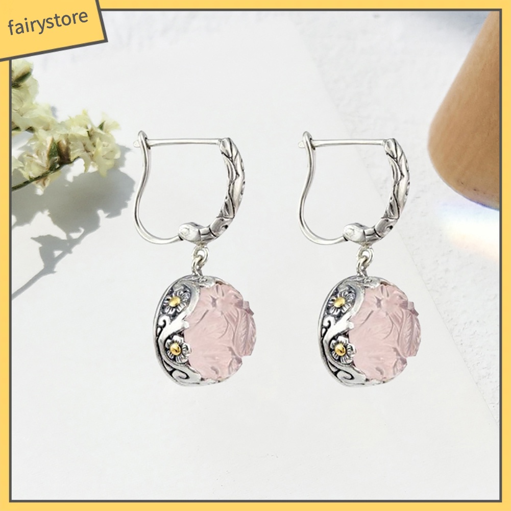 Bông Tai Hình Hoa Đính Đá Mặt Trăng Giả Dành Cho Nữ