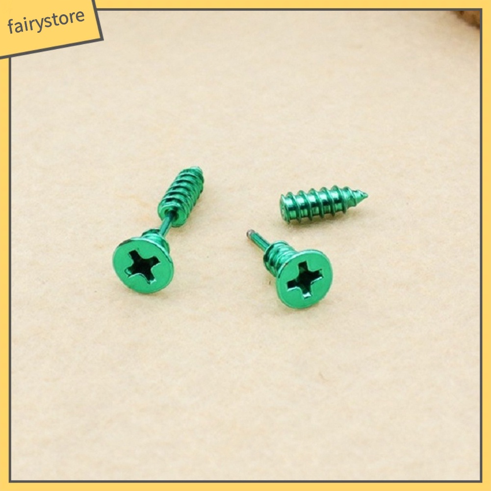 1 Đôi Bông Tai Hình Ốc Vít Bằng Thép Không Gỉ Phong Cách Gothic Thời Trang Unisex