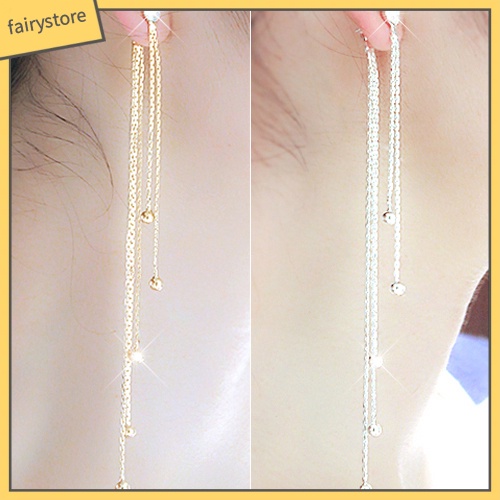 Bông Tai Dài Đính Đá Tua Rua Bằng Hợp Kim Dành Cho Nữ