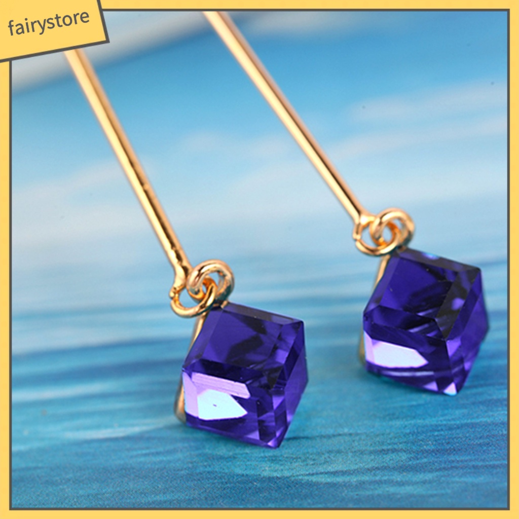 1 Đôi Bông Tai Dài Đính Đá Thời Trang Dành Cho Nữ