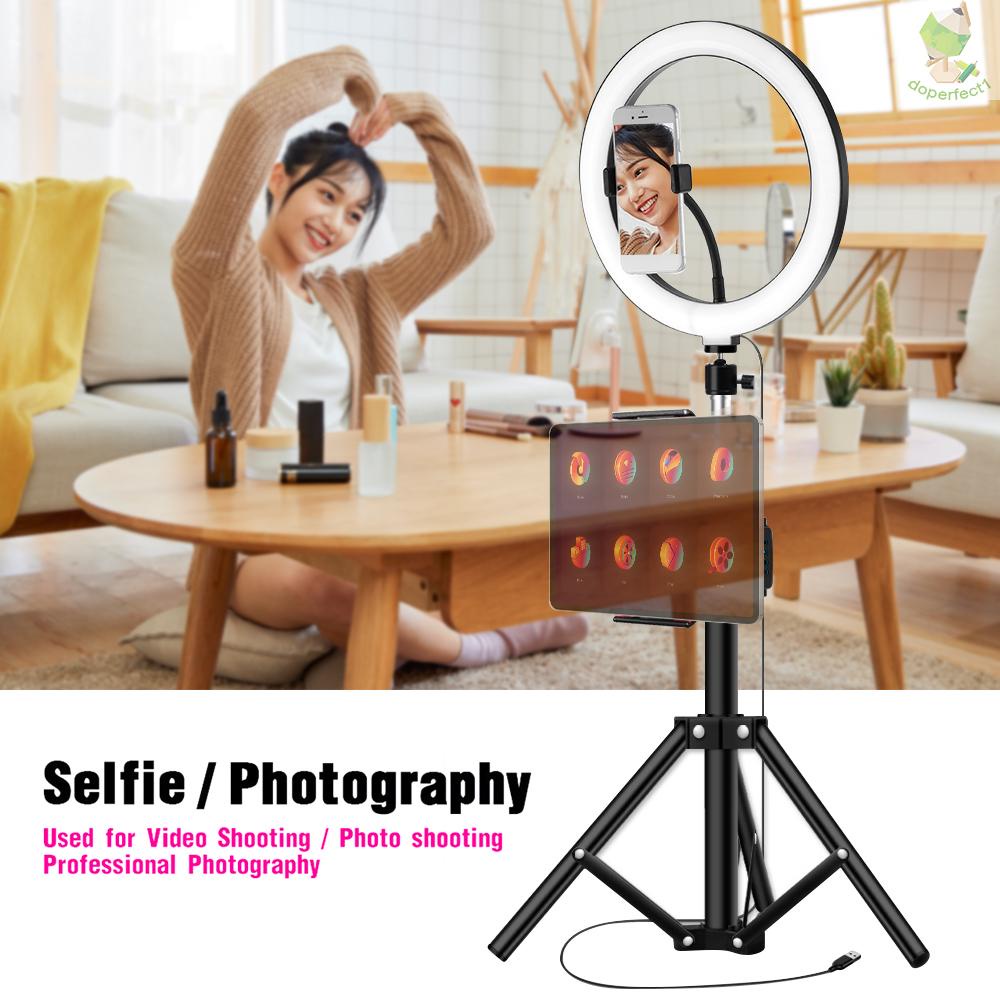 26cm/10inch inch LED Ring Light 3 Colors 10 Levels Dimmable 3200-5600K Color Temperature with Tripods Phone and Tablet H   Came-6.5