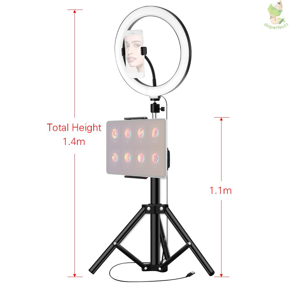 26cm/10inch inch LED Ring Light 3 Colors 10 Levels Dimmable 3200-5600K Color Temperature with Tripods Phone and Tablet H   Came-6.5