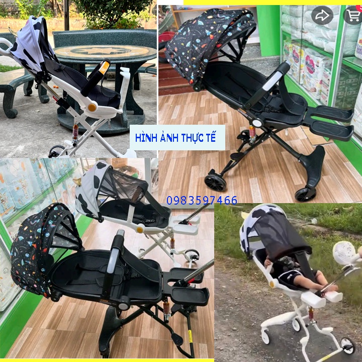 [Ảnh thật] Xe đẩy M8, M9 gấp gọn 2 chiều có ĐỆM kèm MÁI CHE, XE ĐẨY GẤP GỌN, XE ĐẨY M2