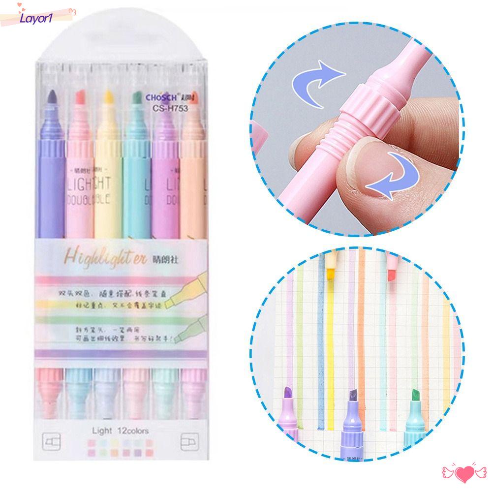 Set 1 / 6 Bút Đánh Dấu Hai Màu Sắc Dành Cho Học Sinh
