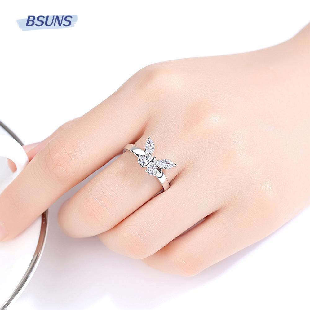 Nhẫn Hình Bướm Đính Đá Cubic Bow-Không|Tâm Trạng Đám Cưới Dainty