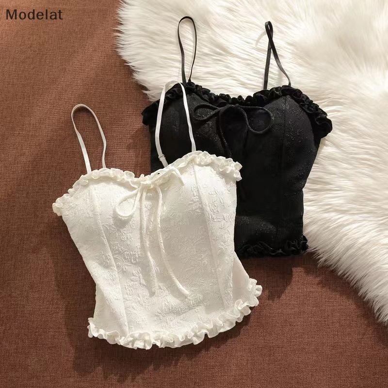 Mfc Áo Hai Dây Mùa Hè Có Đệm Ngực Phối Ren Màu Trơn Gợi Cảm Cho Nữ WTD