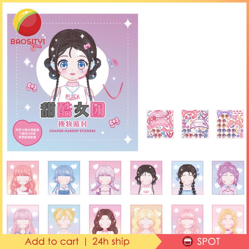 [Baosity1] Sách Dán Mặt Búp Bê Công Chúa Mặc Đồ Vui Nhộn Cho Bé Gái