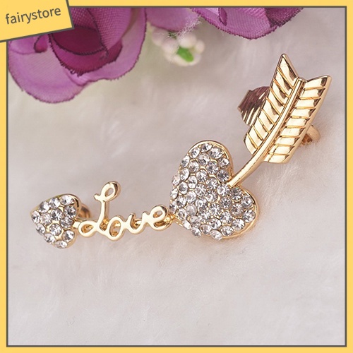 1 Khuyên Vành Tai Hình Mũi Tên / Trái Tim Đính Đá Thời Trang Cho Nữ