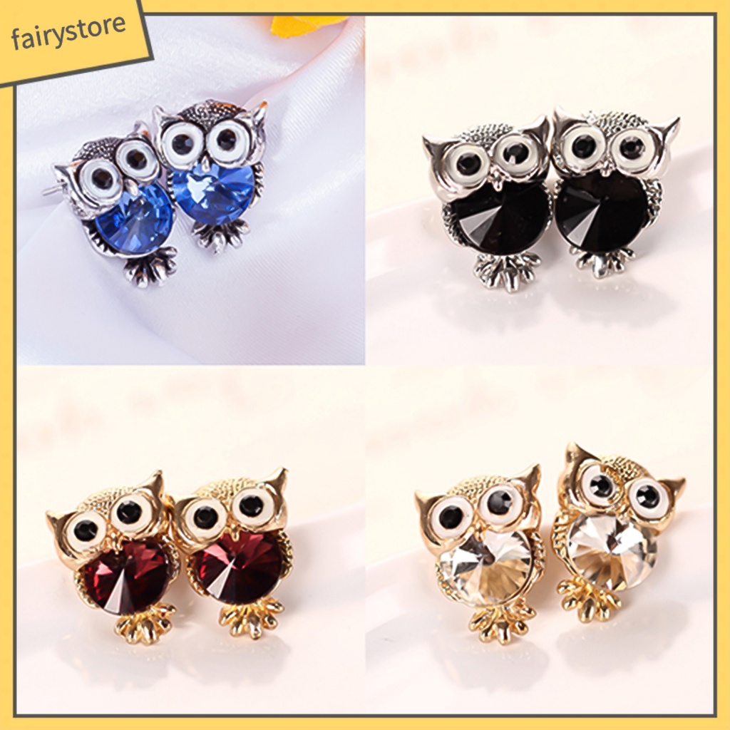 Bông Tai Hình Chim Cú Đính Đá Bằng Hợp Kim Thời Trang Dành Cho Nữ