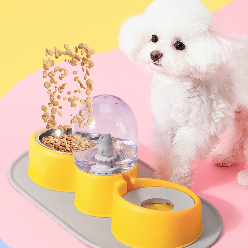 HamshMoc Bộ Bát Đựng Thức Ăn Nước Uống Tự Động 2 Trong 1 Có Thể Tháo Rời Cho Thú Cưng