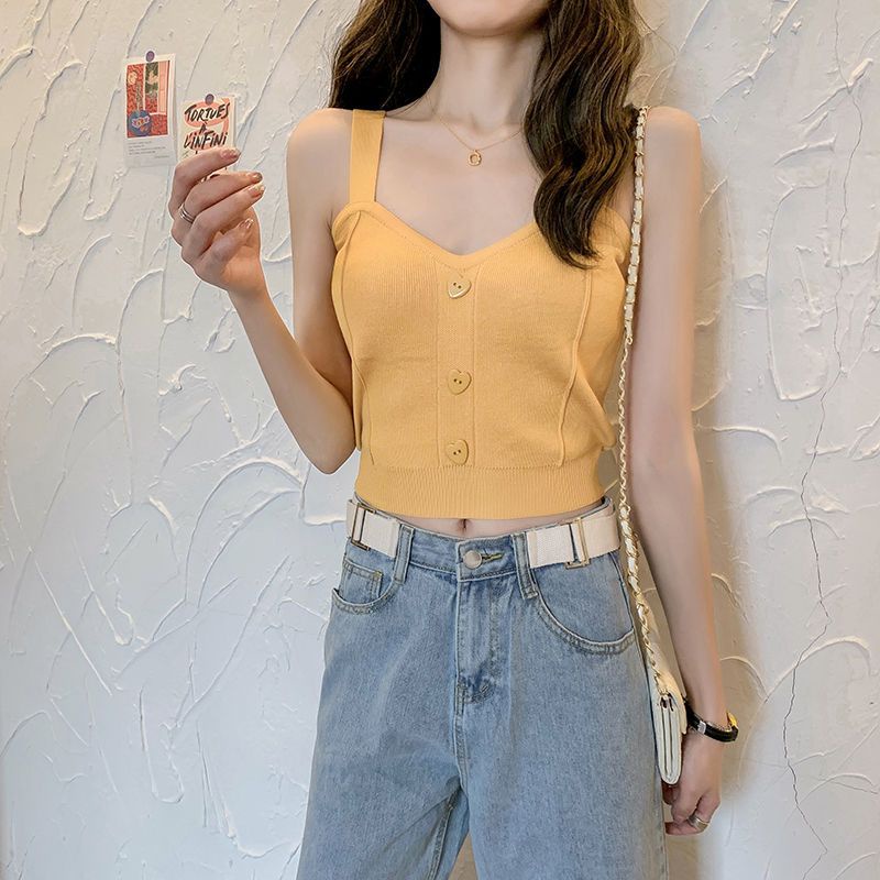 Áo Hai Dây Dệt Kim Màu Sắc Thời Trang Mùa Hè Cho Bé Gái