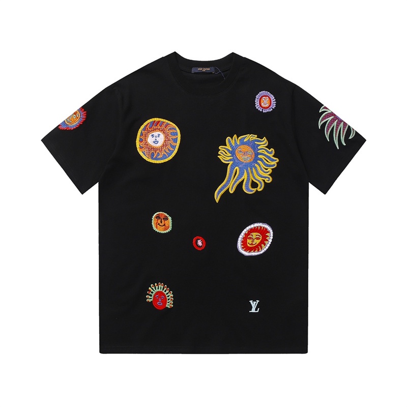 Áo Thun Tay Ngắn Dáng Rộng Thêu Hình Mặt Trời / Sứa Thời Trang Chất Lượng Cao