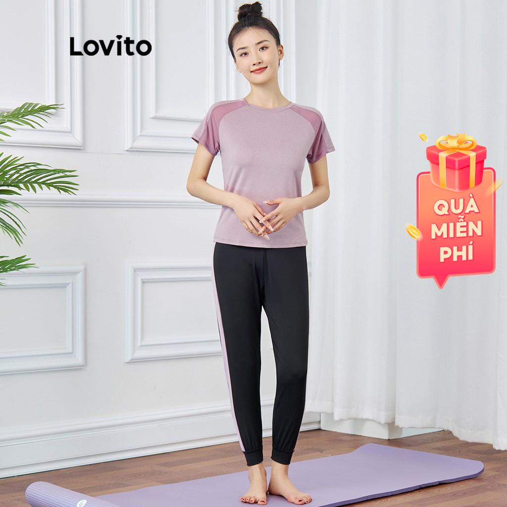 Bộ đồ thể thao Lovito ghép nối màu sắc lưới tương phản L15X209 (nhiều màu)