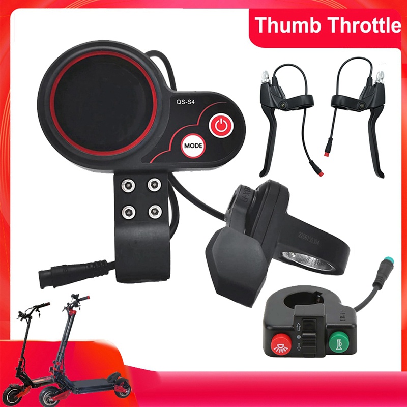 Bộ Đồng Hồ Đo Ga Màn Hình LCD 6PIN + Nút Công Tắc Phanh Thay Thế Cho Xe Điện Zero 8 9 10 8X 10X QS-S4 48V-60V