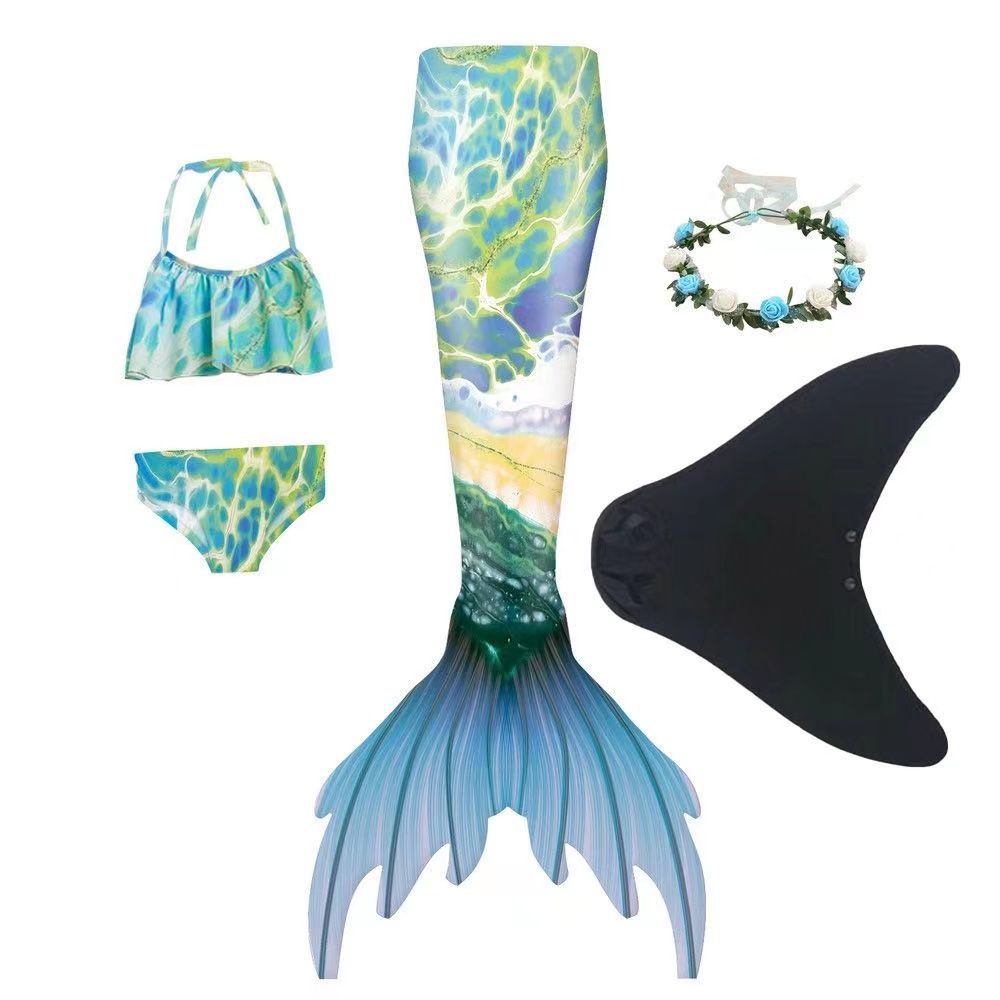 Bộ Đồ Bơi Đuôi Nàng Tiên Cá Bằng Silicone Cho Trẻ Em Và Người Lớn