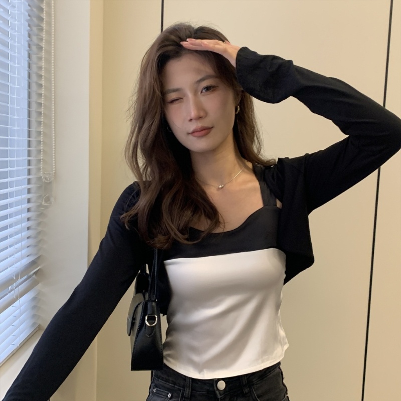 Xiangbao Áo Khoác Crop Top Có Thể Mở Được Thời Trang Mùa Hè Giản Dị Dành Cho Nữ