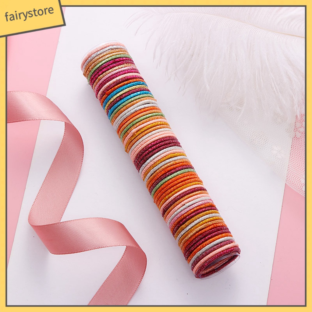 Set 50 Dây Thun Buộc Tóc 3cm Co Giãn Thời Trang Cho Nữ