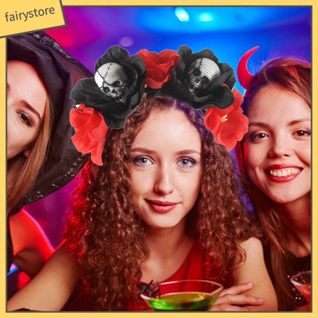 Băng Đô Cài Tóc Hình Đầu Lâu Sáng Tạo Co Giãn Trang Trí Halloween