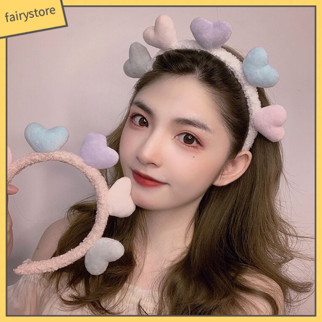 Băng Đô Nhung Mềm Mại Họa Tiết Trái Tim Nhiều Màu Sắc Cho Nữ