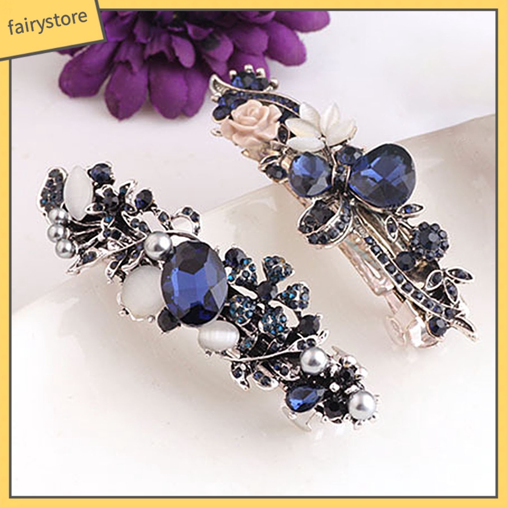 Kẹp Tóc Hình Hoa Đính Đá Lấp Lánh Phong Cách Vintage