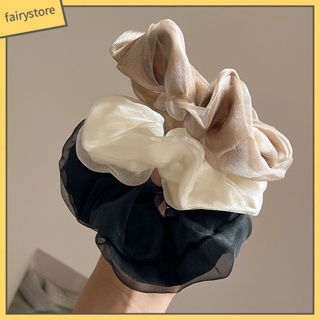 Dây Buộc Tóc Hai Lớp Mềm Mại Co Giãn Chống Rách Màu Trơn Thời Trang Cho Nữ