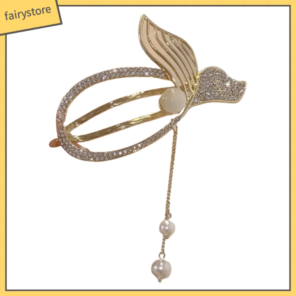 Kẹp Tóc Đính Đá / Ngọc Trai Giả Hình Đuôi Cá Chống Trượt Tiện Dụng