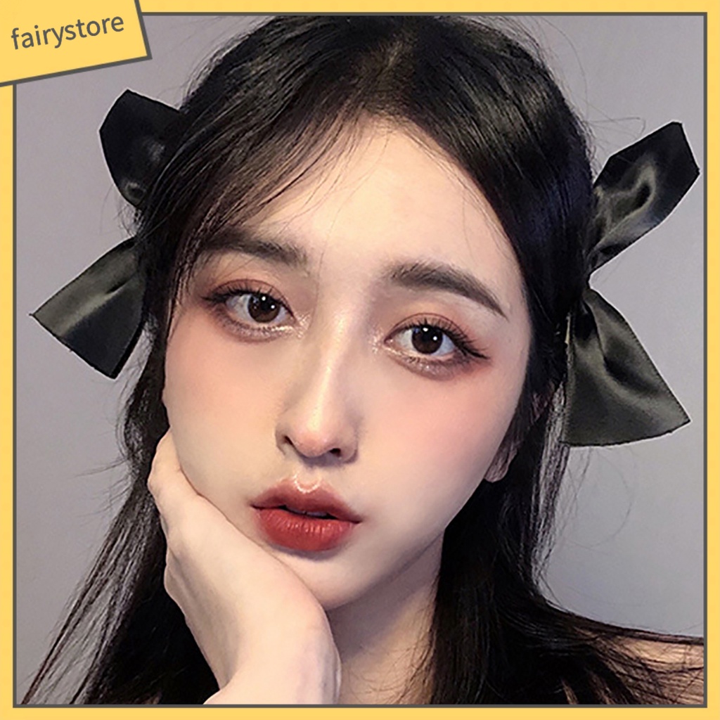 Kẹp Tóc Hình Nơ Co Giãn Màu Trơn Đơn Giản Dành Cho Nữ